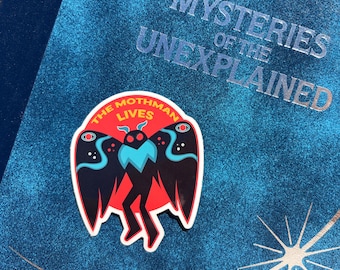 The Mothman Lives -  Mothman Cryptid Sticker, Waterproof Vinyl, Water Bottle, Laptop, Car Decal