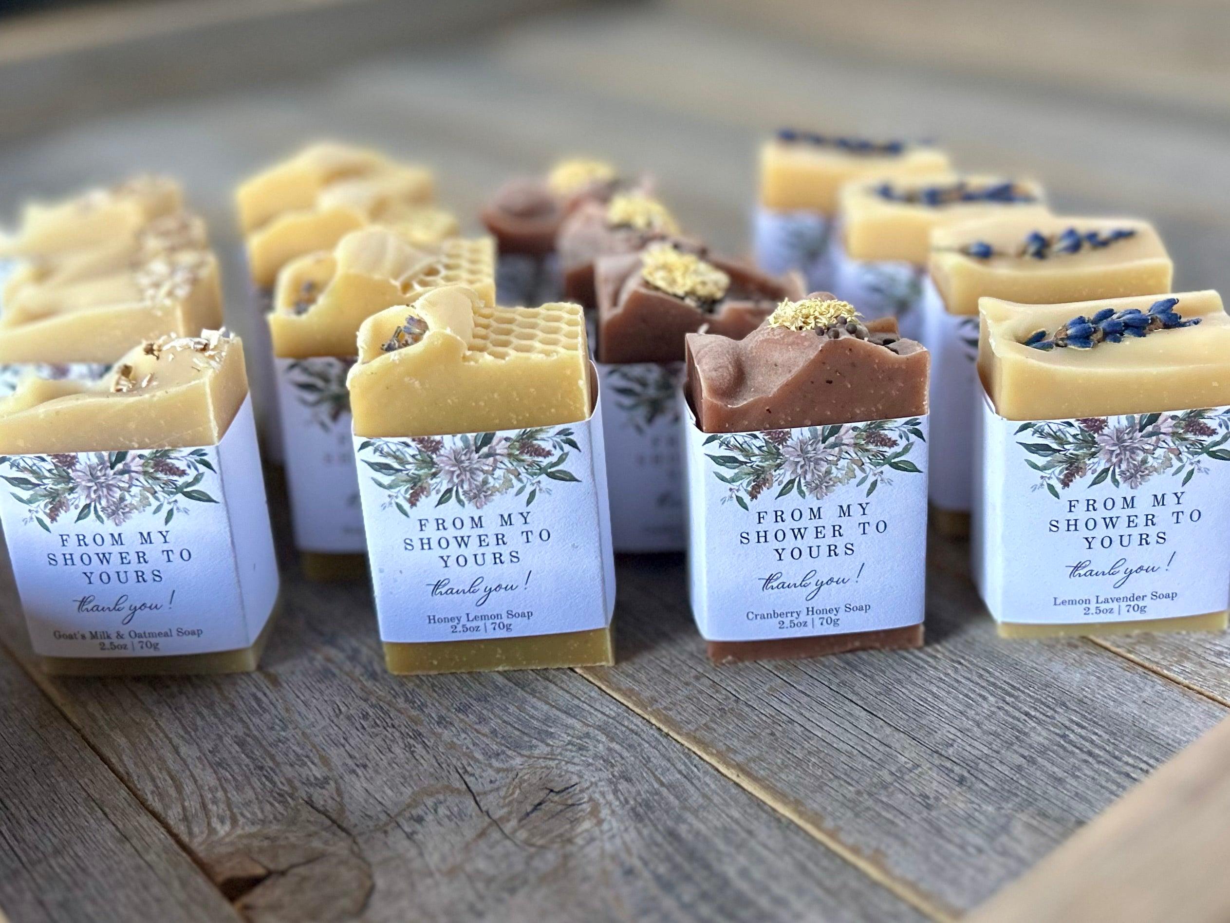 BRIDAL & BABY SHOWER favors, half bars of soap, party favor, bridal shower favor, soap favors, baby shower favor, anniversary favor
