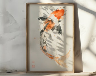 Japandi Gemälde Koi Fisch Wandkunst Wanddekoration Koi Kunstdruck Fisch Home Dekor Japandi Kunstdruck Dekor für Zuhause Japanischer Stil Dekor Geschenk