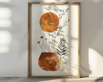 Pintura de vegetación abstracta Boho pared arte pared decoración palma hoja arte moderno hogar decoración palma arte impresión Boho decoración para el hogar regalo para ella