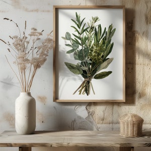 Grüne Malerei Aquarell Kräuter Wand Kunst Natur Wand-Dekor Kräuter Küche Dekor Aquarell Kunstdruck Moderne Grün-Dekor-Poster-Druck