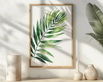 Watercolor Greenery Painting Palm Leaf Wall Art Wall Decor Palm Leaf Art Modern Home Decor Palm Art Print Boho Decor For Home Gift For Her