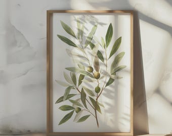 Olive branch Print Greenery Wall Art Olive Branch Wall Decor Olive Branch Art Rustic Home Decor Watercolor Art Print Modern Poster Home