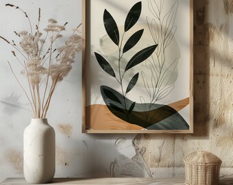 Abstract Greenery Painting Boho Wall Art Wall Decor Olive Branch Art Modern Home Decor Boho Art Print Bohemian Decor For Home Gift For Her