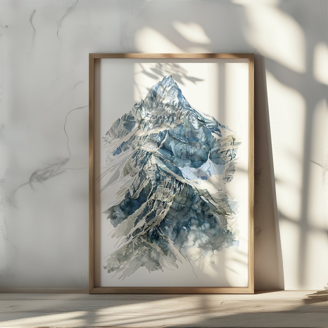 Watercolor Mountain Painting Modern Home Decor Mountain Art Print ...