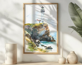 Watercolor Lighthouse Print Lighthouse Wall Art Watercolor Wall Decor Ocean Art Home Decor Watercolor Art Print Modern Decor For Home