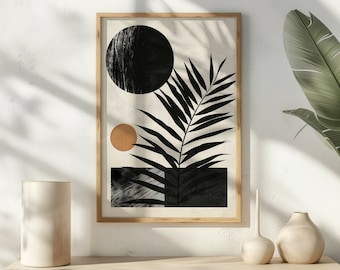 Pintura de vegetación abstracta Boho pared arte pared decoración palma hoja arte moderno hogar decoración palmera arte impresión Boho decoración para el hogar regalo para ella