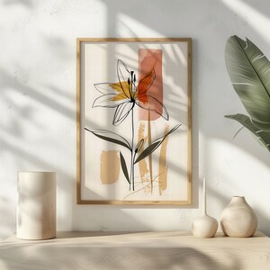 Neutral Flower Painting Tropical Flower Wall Art flower Wall Decor Flower Art Boho Home Decor Neutral Art Print Modern Decor Gift For Her