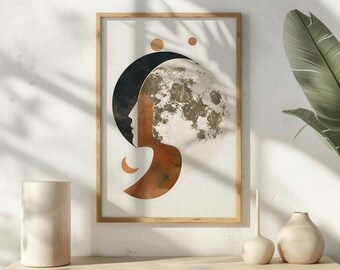 Moon Art Print Abstract Wall Art Wall Decor Moon Art Boho Home Decor Boho Art Print Modern Decor For Home Poster Print Gift For Her