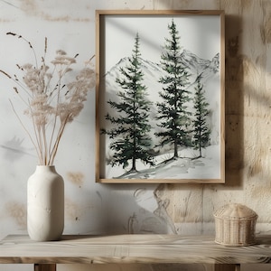 Pine Tree Painting Tree Wall Art Nature Wall Decor Pine Tree Art Home Decor Watercolor Art Print Modern Mountain Decor For Home Poster Print
