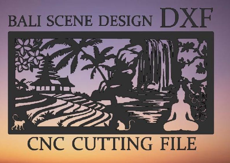 CNC DXF CUTTINGFILE - Bali / Asia Scene Landscape - Download Digital ...