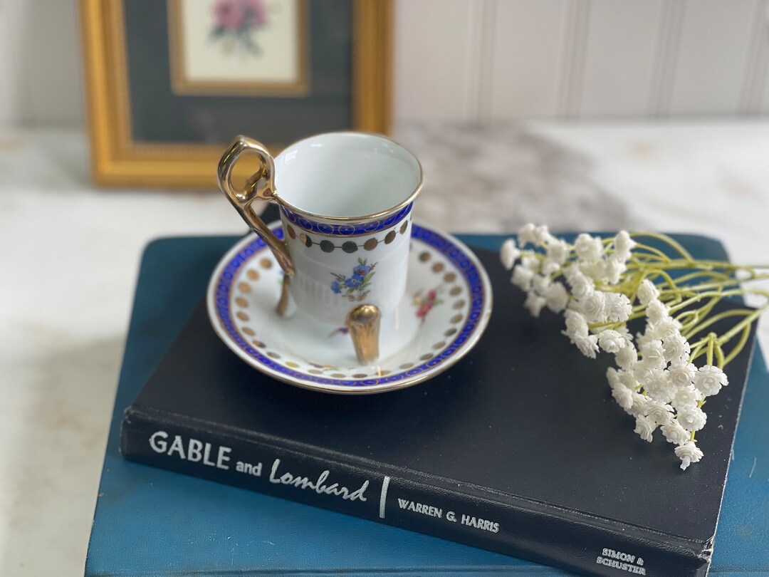 Vintage KPM Germany Blue Gold Porcelain Tea Cup & Saucer - Etsy