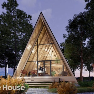 Tiny House-plannen - Plano de Casa Pequeña Moderna - Aframe - Planos de Cabañas - Taarten - PDF, Renders.