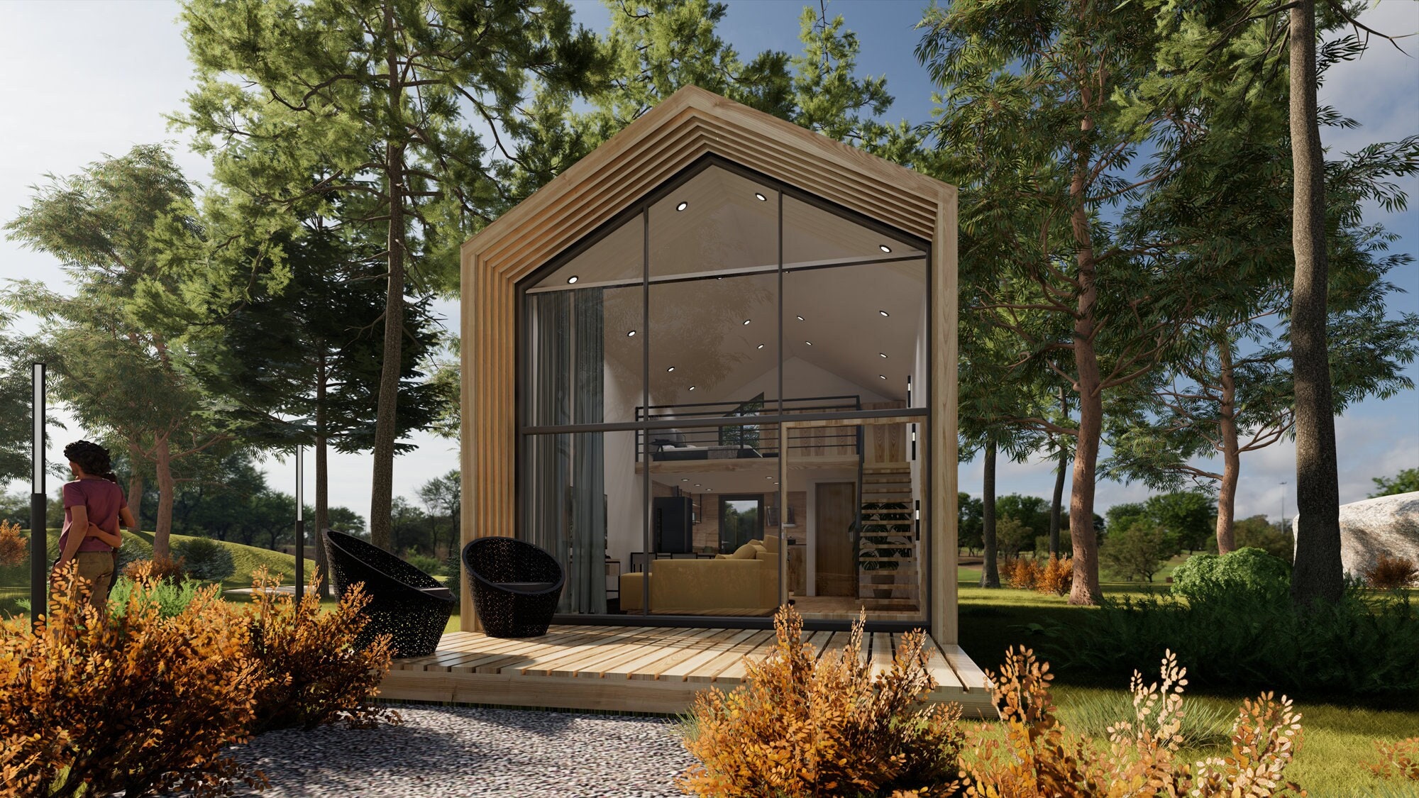 Modern Small Cabin Plan: Tiny House Design (PDF, Render) - Etsy