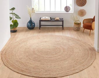 Hand-braided Natural round Jute Rug | Custom size jute round Rug