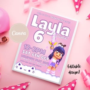 Aphmau Invitation Aphmau Party Invite Girl Gamer Birthday Invitation Aphmau Meow Party Pink Cat Invitation Aphmau Editable Printable PDF