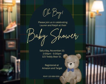 Invitaciones para baby shower inspiradas en Ralph Lauren