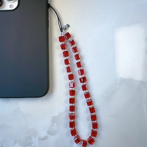 Premium Garnet crystal phone charm, Y2K/90S cube crystal phone accessory, Gemstone phone strap, Personalized Gifts, Handmade customization