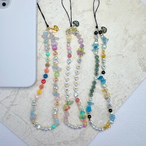 Personalized custom phone charm, Healing natural stone phone accessories, Name-customized beaded wrist phone strap, Unique gift