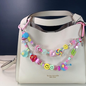 Schattige minikopje honingpot tasbedel, regenboog ster lolly tas kraal bedel, kleurrijke liefdeshart dubbele ketting tasbedel, meisjesrugzak bedel