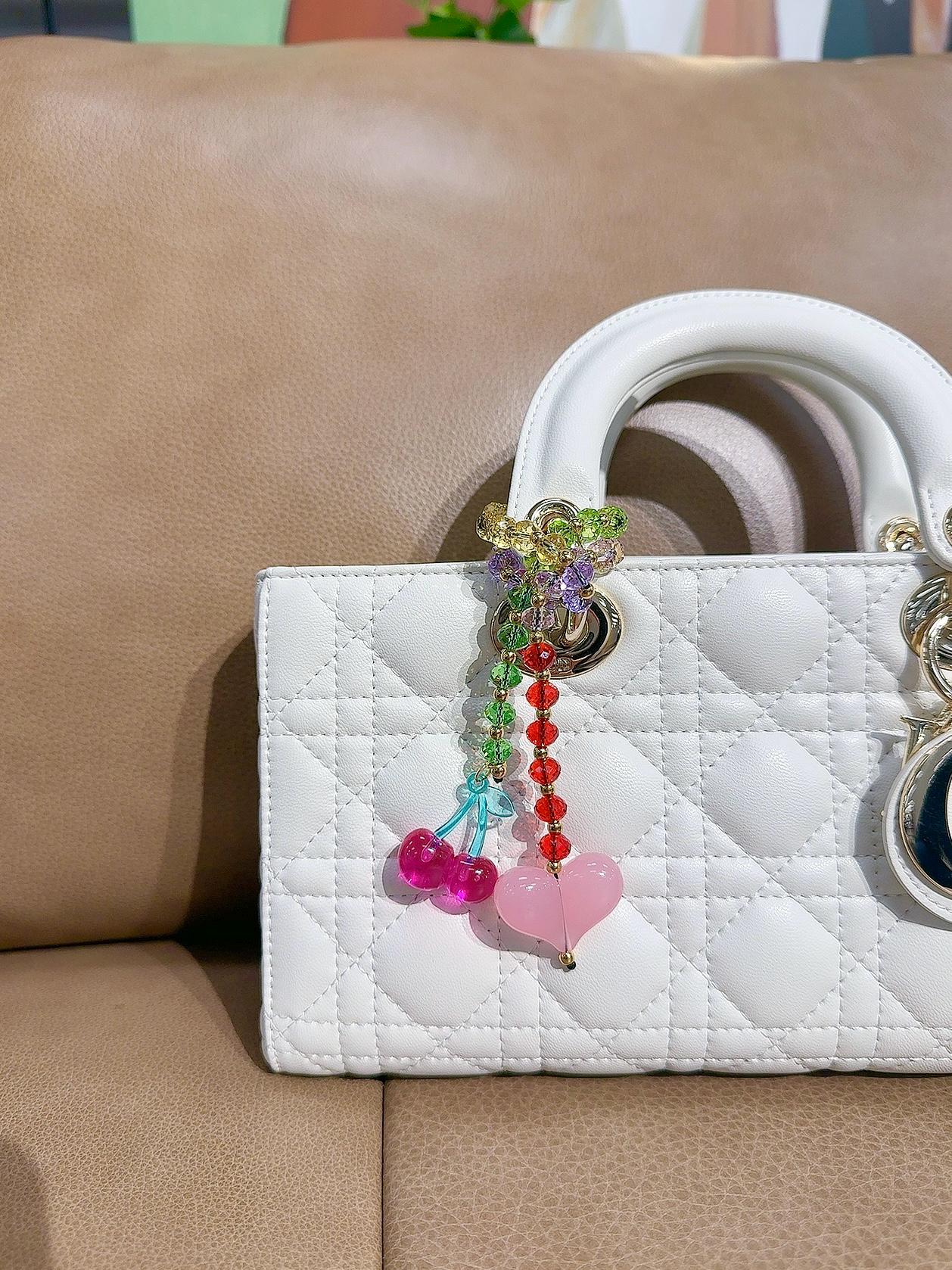 crystal-bag-charm-cherry-heart-purse-chain-etsy