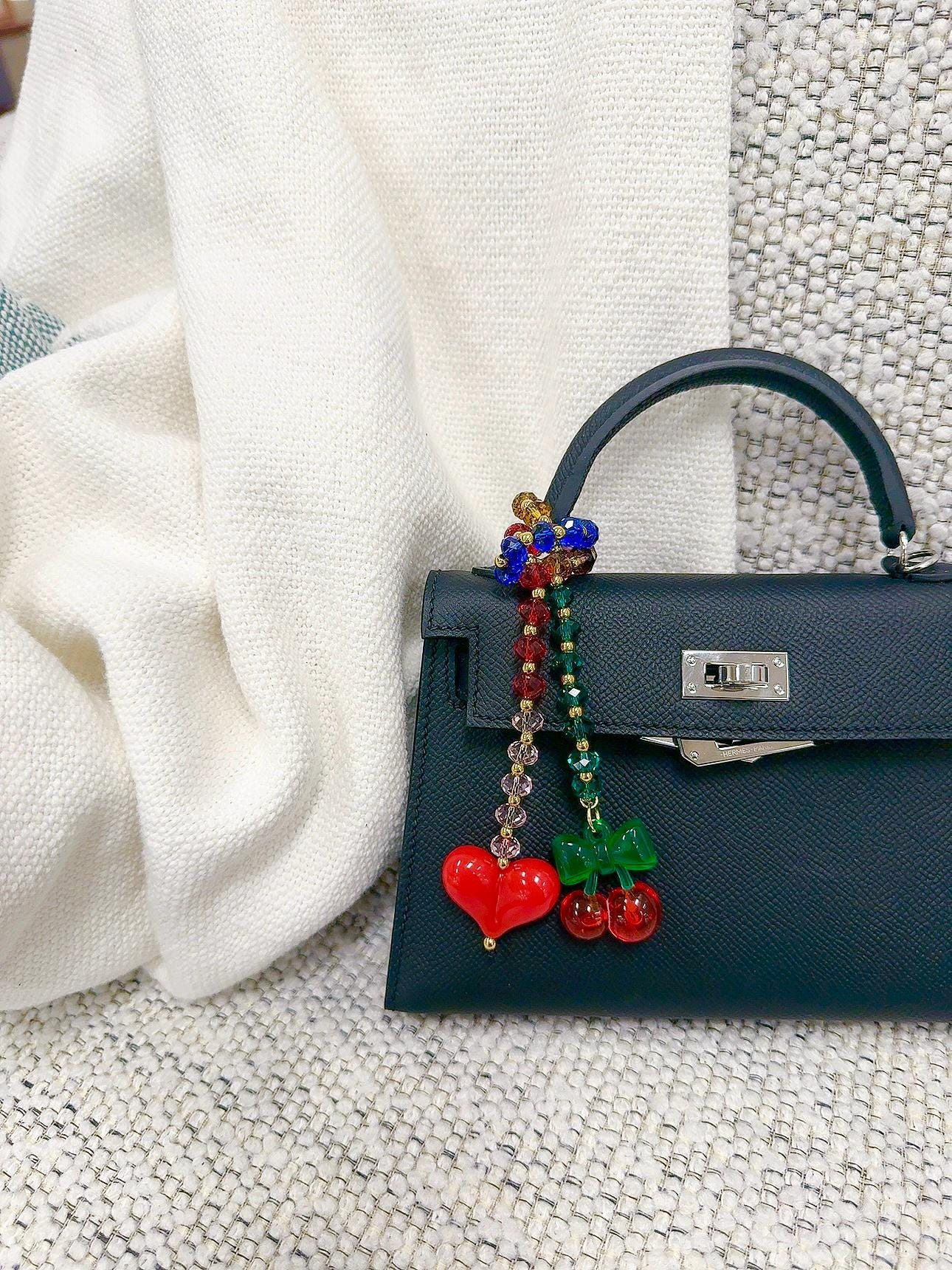 crystal-bag-charm-cherry-heart-purse-chain-etsy
