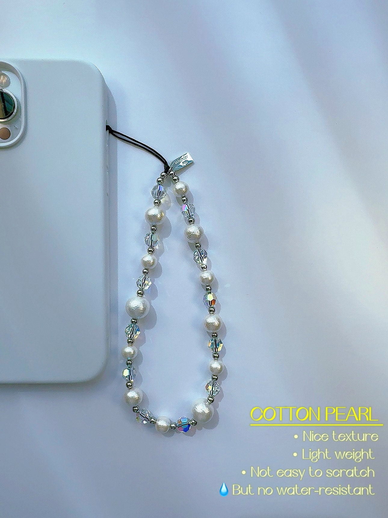 Cordino Per Telefono Con Perline Acriliche E Fiocco – Lunghezza 20 Cm, Cinturino Da Polso Pratico E Decorativo