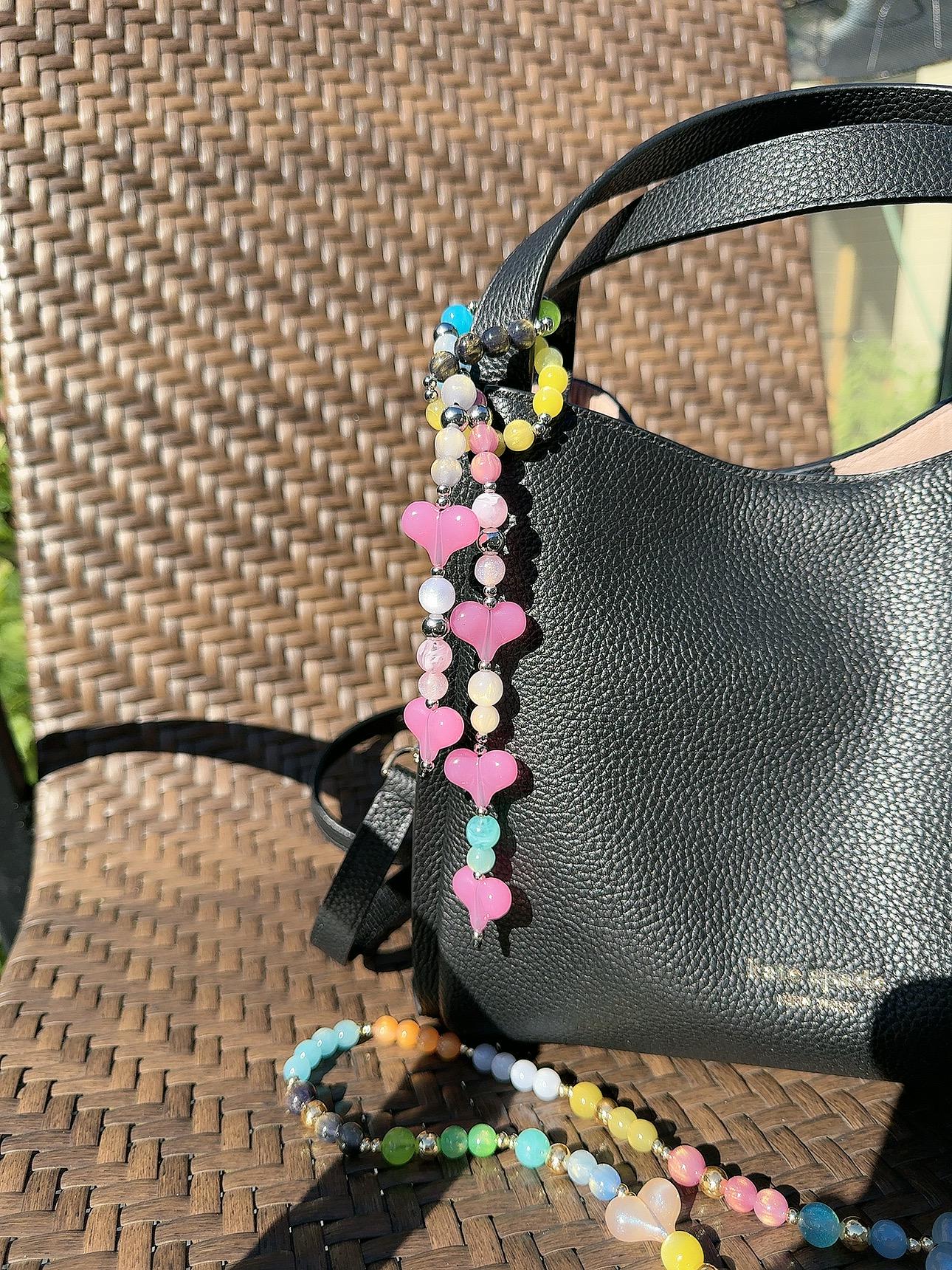 Colorful Heart Beaded Bag Charm, Cute Heart Bag Charm  display picture 2
