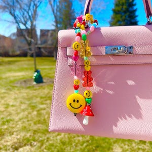 Gummy Bear Bag Charm, Smiling Face, Mushroom, Beaded Purse Charm