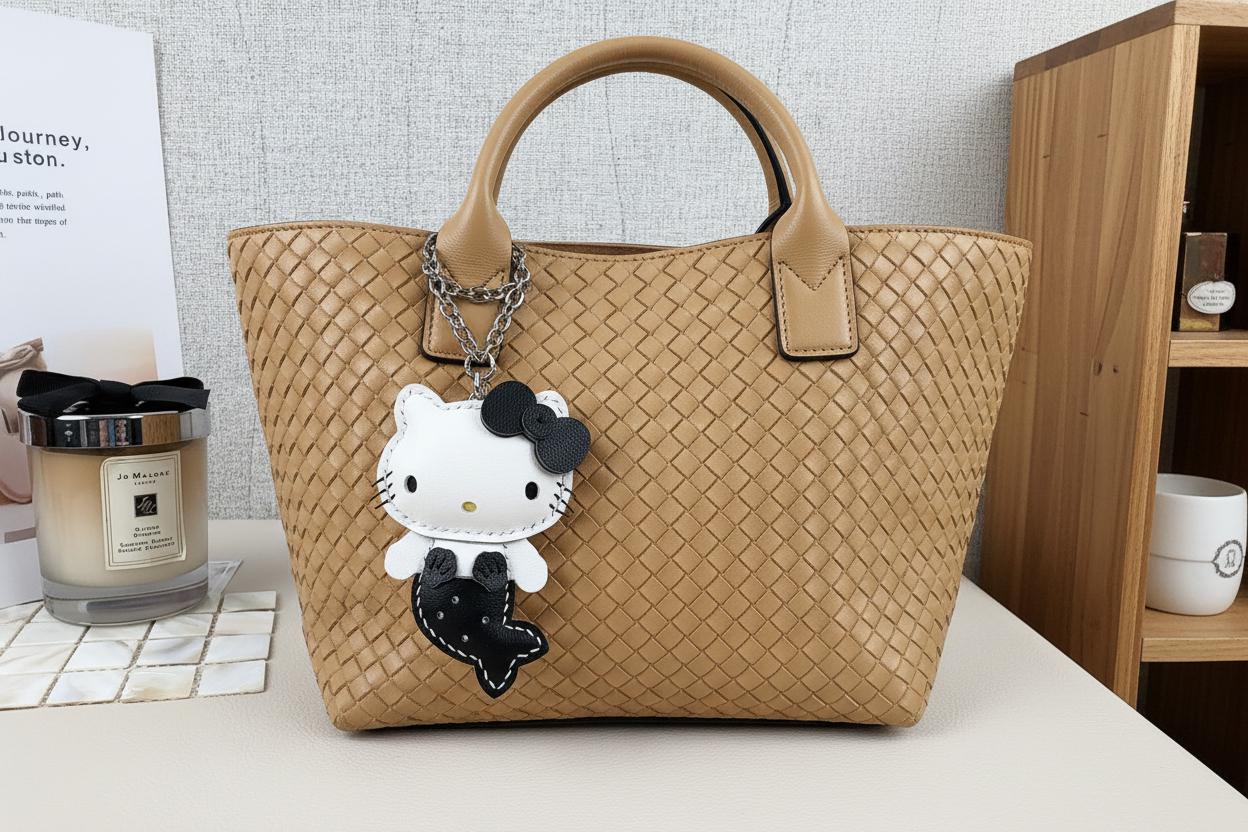 素敵なレザーのハローキティバッグチャーム、かわいいマーメイドキティ
