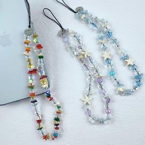 Natural Healing Stone Phone Charm: Crystal Beaded Phone Strap