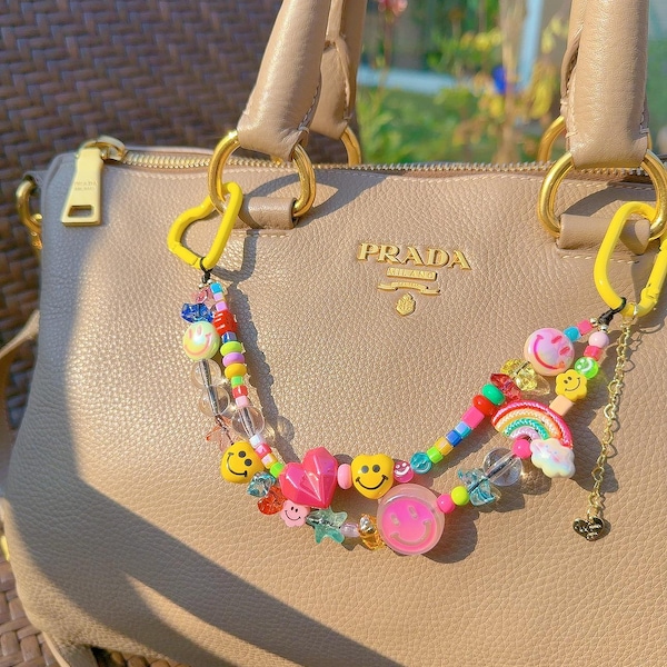Adorable Smiling Face bag charm, Multicolored Purse Charm