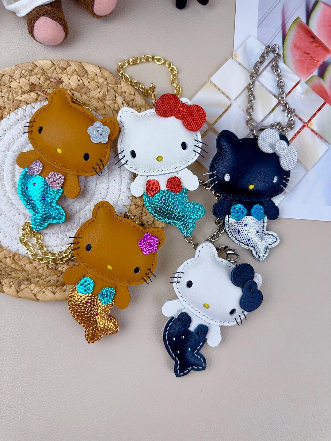 素敵なレザーのハローキティバッグチャーム、かわいいマーメイドキティ