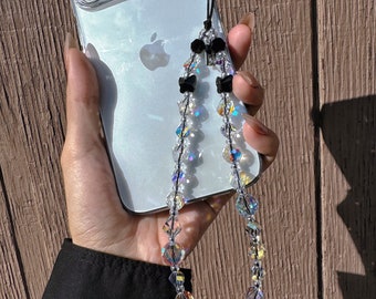 Swarovski Aurora Crystal Phone Charm, Mixed Cut Beaded Wrist Strap