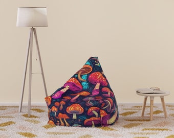 Psychedelic Bean Bag Cover, Mushroom Bean Bag Cover, Retro Mushroom Bean Bag Cover