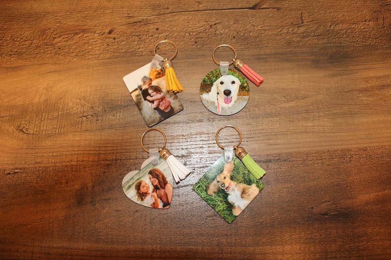 Square Photo Keychains Custom Double-sided Photo Keychain With Tassel: Rectangle, Square ...