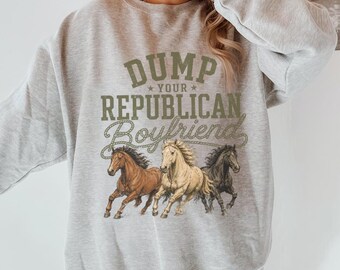 Deja a tu novio republicano Suéter retro americana Caballos salvajes Suéter sutilmente jodido Trump FDT Antifascismo Foxtrot Delta Tango