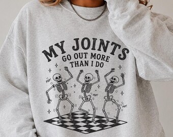 Suéter divertido y sarcástico de EDS, suéter de esqueleto bailando, suéter de hipermovilidad, disautonomía, camiseta de discapacidad oculta de EDS, día de brote de Ehlers-Danlos