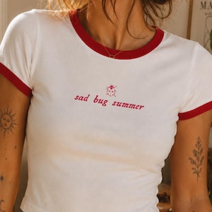Sad Bug Summer Ringer Shirt Sad Bug Summer Baby Tee Retro Ringer Tee Sad Bug Summer Top Y2K Bug Shirt Cottagecore Ladybug Shirt Cottage Core