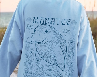 Manatee Sweatshirt Ocean Inspired Style Ocean Animal Shirt Ocean Beach Hoodie Coconut Girl Beachy Florida Shirt Florida Tshirt Granola Girl
