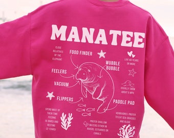 Seekuh-Sweatshirt Ozean inspiriert Stil Ozean-Tier-Shirt Strand Rundhalsausschnitt Kokosnuss Mädchen Kleidung Beachy Sweatshirt Florida Tshirt Müsli-Mädchen