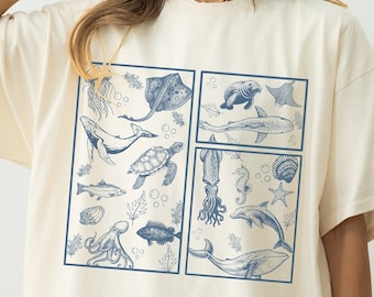 Manatee Shirt Octopus Shirt Whale Shirt Sharks Shirt Ecology Shirt Ocean Inspired Style Ocean Animal Shirt Sea Turtle Marine Life Shirt