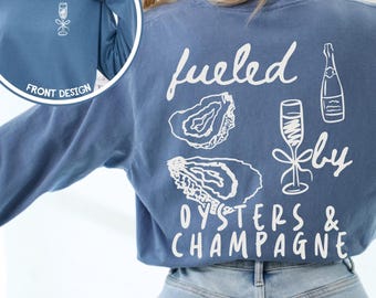 Oysters Shirt Maine Oyster Long Sleeve Shirt Champagne Shirt Oyster Sweater Ocean Style Cape Cod Shirt Coastal Aesthetic Tomato Girl Summer