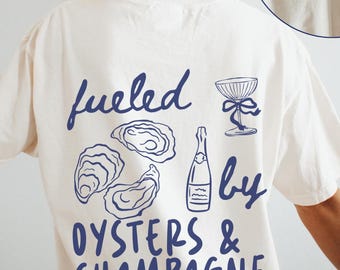 Camisa de ostras, camisa de ostras, camisas de ostras y champán, camisa de champán, camisa de Maine Cape Cod, chica de ostras, estética de pescador, Fishermancore