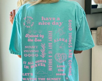 Coconut Girl Coconut Girl-kleding Coconut Girl-overhemden Preppy Stuff Comfortcolors Oceaan-geïnspireerde stijl Aloha Turtle-shirt Kijk naar de zonsondergang