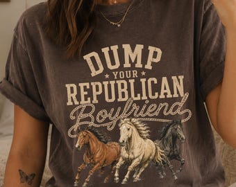 Camiseta Deja a tu novio republicano Camiseta retro americana Camiseta Caballos salvajes Camiseta FDT sutilmente jodido Trump Camiseta Antifascismo Foxtrot Delta Tango