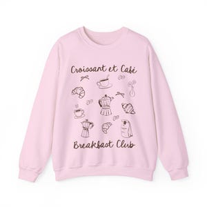 Croissant Sweatshirt Breakfast Club Sunday Brunch Breakfast Lover Gift Brunch Sweatshirt Croissant Coffee Sweatshirt Coastal Grandma Light Pink