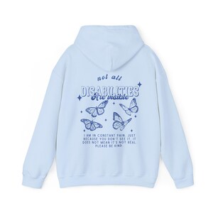 Pots-syndrom Hoodie Psychische Gesundheit Schmetterling Hoodie Behinderung Hoodie Chronische Krankheiten Unsichtbare Krankheiten Eds Fibromyalgia LupusEndometriose Light Blue