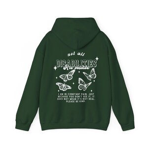 Pots-syndrom Hoodie Psychische Gesundheit Schmetterling Hoodie Behinderung Hoodie Chronische Krankheiten Unsichtbare Krankheiten Eds Fibromyalgia LupusEndometriose Forest Green