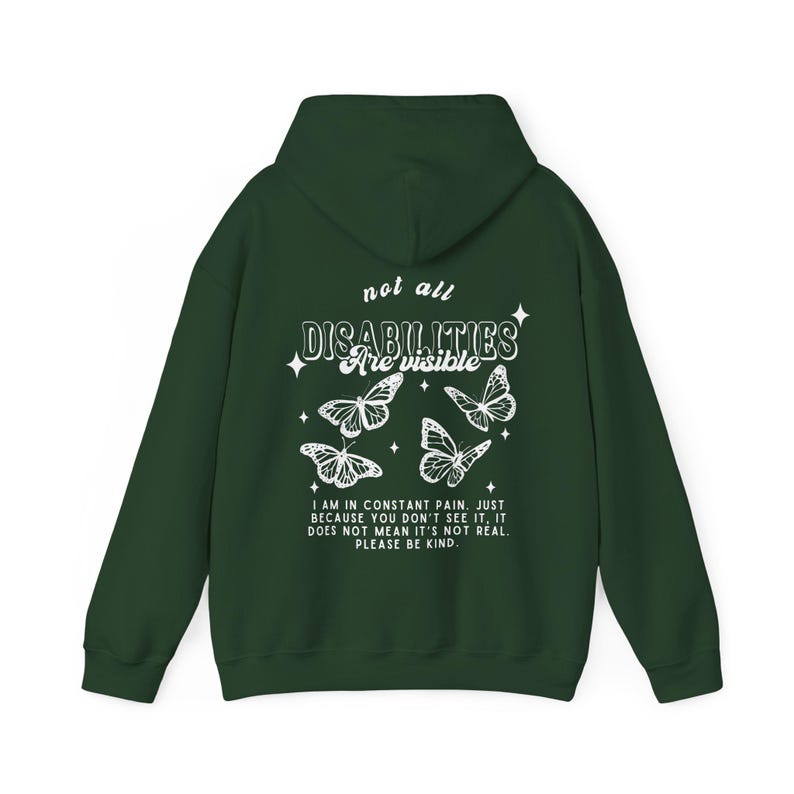 Pots-syndrom Hoodie Psychische Gesundheit Schmetterling Hoodie Behinderung Hoodie Chronische Krankheiten Unsichtbare Krankheiten Eds Fibromyalgia LupusEndometriose Forest Green